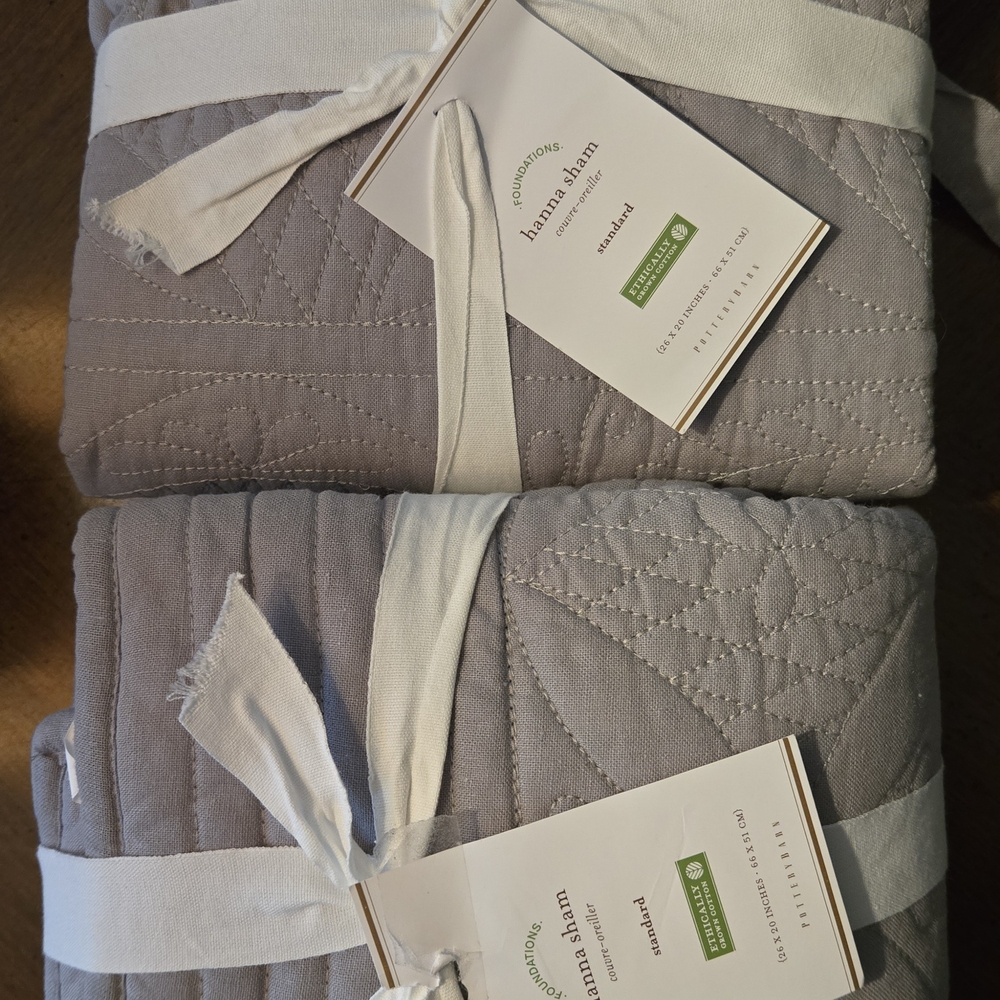 Pottery Barn Gray Quilted Bedding
